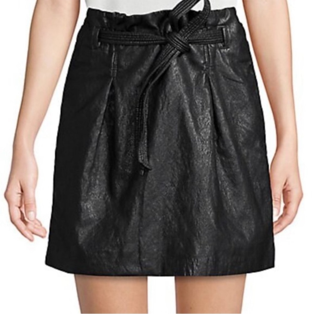 🆕 FREE PEOPLE Payton Paper-bag Vegan Leather Black Mini Skirt Sz 0 NWT - Picture 12 of 13